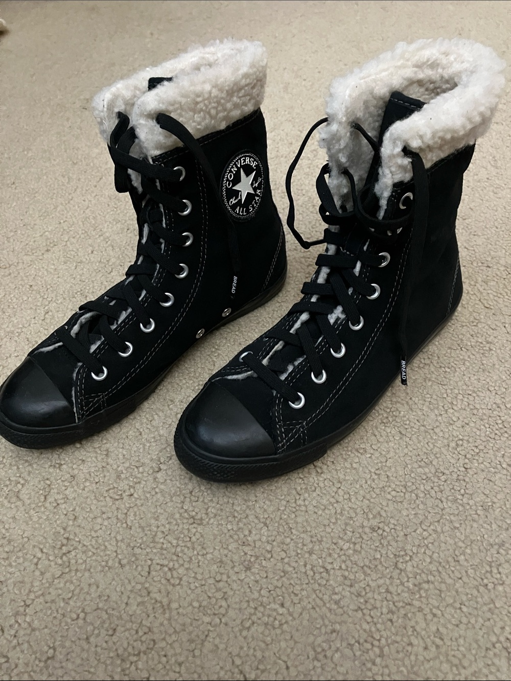 XHI Extra High top converse, suede outer, shearling lining, throwback, NWOT, 6